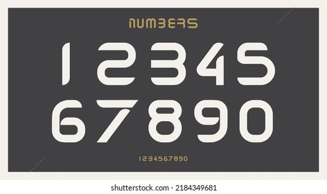 Modern minimal abstract alphabet letters font. Classic Lettering Minimal numbers Designs. Elegant awesome Typography technology, electronic, movie, digital, music, future, All numbers from 0 to 9.