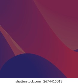 Modern minimal abstract artwork featuring layered curved shapes in gradient purple tones.