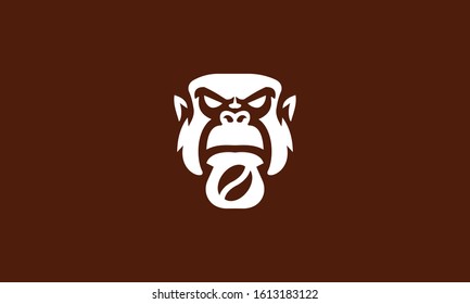 Modern minimal abstract King Kong bean logo. This logo icon incorporate with King Kong and bean icon in the creative way.