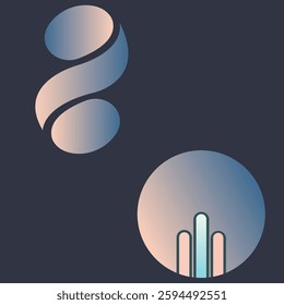 A modern and minimal abstract logo design featuring smooth gradient colors with a sleek and professional look