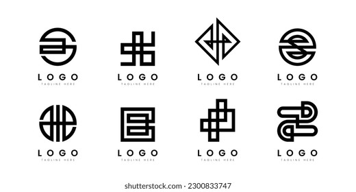 modern and minimal abstract logo, thick line and geometric form logo for branding and company