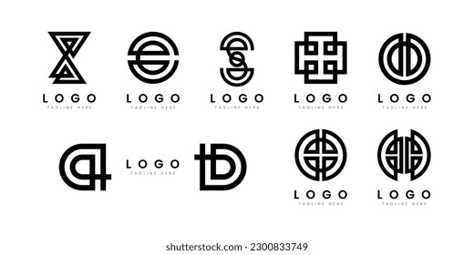 modern and minimal abstract logo, thick line and geometric form logo for branding and company