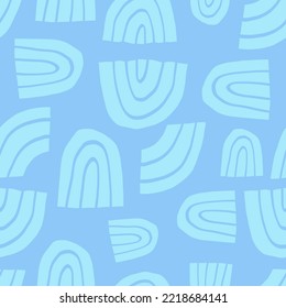 Modern minimal abstract, summer blue rainbow color mood in rainbow shape, pattern seamless vector.
