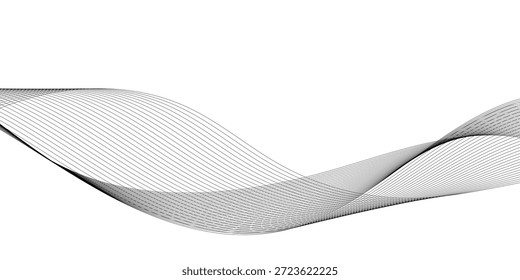 Fundo branco abstrato mínimo moderno com linhas de onda fluindo cinza apresentando movimento em camadas, transparência curvada suave e um design de arte de linha de frequência digital inspirado em tecnologia limpa