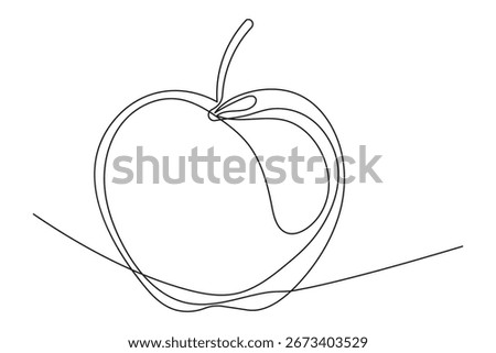 Modern minimal apple outline continuous single line artwork fruit illustration