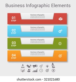Modern minimal arrow elements for business infographics. Material style. Vector illustration. Can be used for workflow layout, brochure, diagram, chart, number and step up options, web design