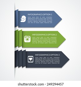 Modern minimal arrow infographic elements. Origami style. Vector illustration. Can be used for workflow layout, brochure, diagram, chart, number and step up options, web design