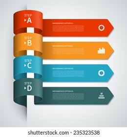 Modern minimal arrow infographics elements. Origami style. Vector illustration. Can be used for workflow layout, brochure, diagram, number and step up options, web design.