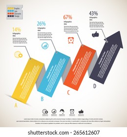 Modern minimal arrow infographics elements. Vector EPS10. Can be used for workflow layout, diagram, number and step up options, web design.
