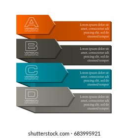 Modern minimal arrow shape elements for business infographics banner. Material style. Vector shape. Can be used for workflow layout, brochure, diagram, chart, number step up options, web design banner