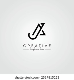 Diseño de logotipo de AJ JA de letra artística minimalista moderna. Vector inicial basado en el logotipo de la letra.