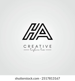 Modern Minimal Artistic Letter HA AH Logo Design. Initial Based Letter Logo Vector.