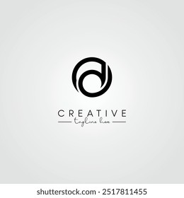 Diseño de logotipo OD DO de letra artística minimalista moderna. Vector inicial basado en el logotipo de la letra.