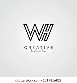 Modern Minimal Artistic Letter WH HW Logo Design. Initial Based Letter Logo Vector.