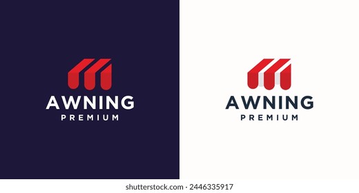 modern and minimal awning logo design inspiration. red color with space for logo Online store. svg