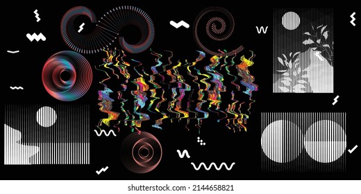 Modern minimal background . Vector design composition with various geometric shapes . Abstract contemporary art . New modernism .