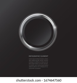 Modern minimal black button infographics design element for business presentation. Use for workflow step strategy and timeline. Vector illustration eps 10.