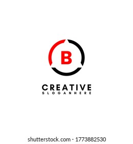 modernes, minimales Schwarz-Rot-Kreis B-Logo, einfaches Design