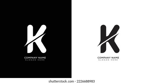 Diseño moderno minimalista de logotipo en blanco y negro k