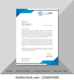 modern minimal blue business letterhead template