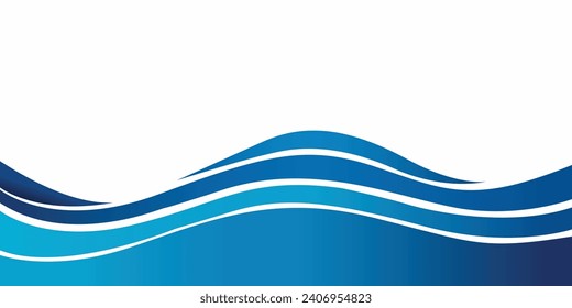 Modern minimal blue and white business banner background with dynamic waves. Flat vector illustration