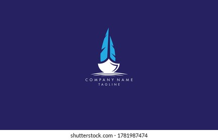 Modern and minimal boat logo icon, beach island vector template	
