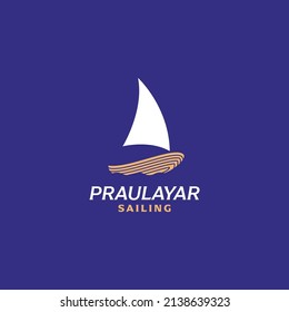 Modern and minimal boat logo icon, beach island vector template