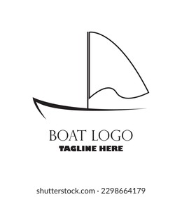 Modern and minimal boat logo icon, beach island vector template
