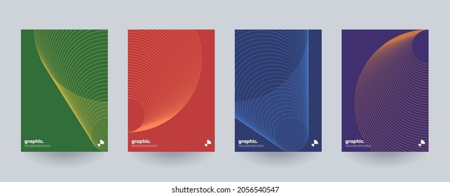 Modern minimal brochure templates. Wavy linear patterns composition.