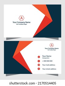 Modern Minimal Business card design template Orange and black Style 7, grey with company logo, slogan, double side editable vector