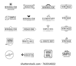 Modern minimal business vector logos. Brand emblem in minimalism design style. Minimal emblem and logotype company, badge branding minimalism style illustration