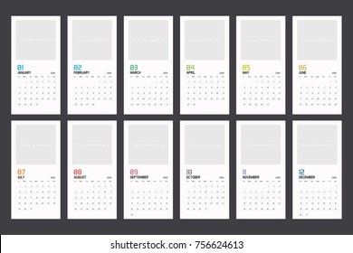 Modern minimal Calendar Planner Template for 2018. Vector design editable template