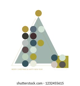 Modern and Minimal Christmas Card made up of Geometric Shapes. Beautiful Colour Palette. Vector Illustration. EPS10 with layers.