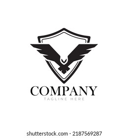 Modern, Minimal, Clean, Premium Eagle Bird Shield Vector Logo Design Template For A Business Or Company Black Eagle Silhouette 