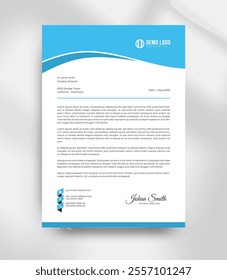 modern minimal clean and simple corporate business blue letterhead design template