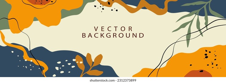 Modern minimal collage style background. Trendy banner template with composition of abstract organic shapes in earthy natural colors. vector illustration