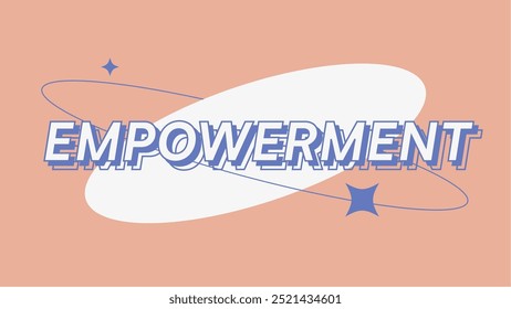 Modern Minimal Color Empowerment Italic Typography with Circle Line and Blinking Star in Blue, Peach Background