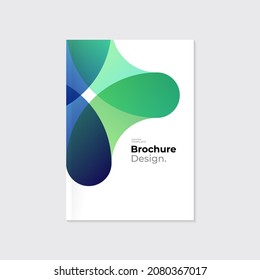 Modern minimal colorful brochure, leaflet template design. green and blue geometric abstract figure on white background. Vector