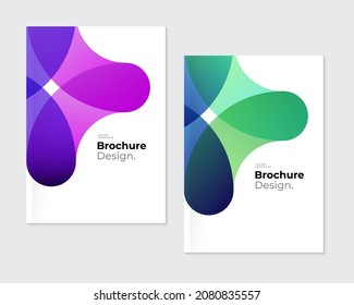 Modern minimal colorful brochure, leaflet template set. Geometric abstract figure on white background. Vector eps10. Blank design.