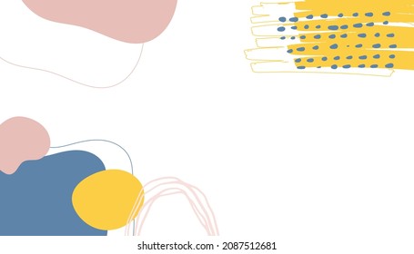 Modern minimal colorful vector hand drawn organic shapes and textures. Trendy contemporary design background with blob, liquid, floral, leave, and abstract shapes. Tan, nude, beige, pink, blue color.