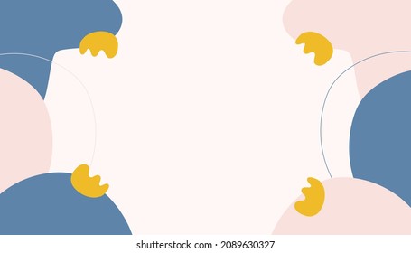 Modern minimal colorful vector hand drawn organic shapes and textures. Trendy contemporary design background with blob, liquid, floral, leave, and abstract shapes. Tan, nude, beige, pink, blue color.