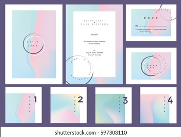 Modern minimal colorful wedding collection in pink and blue color combinations