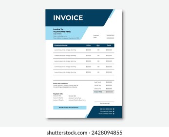 Modern and minimal companies invoice design templates with two colors.