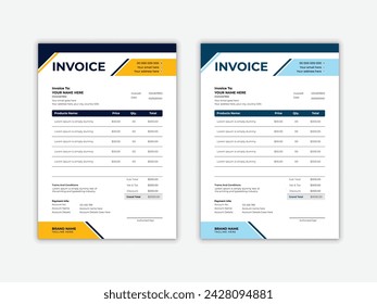 Moderne und minimalistische Unternehmen stellen Designvorlagen mit zwei Farben in Rechnung.