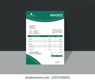 Modern Minimal Corporate Business Invoice design template 
vector illustration bill form price
 invoice for your business, print-ready invoice template.
