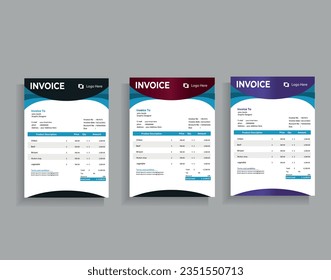 Modern Minimal Corporate Business Invoice design template 
vector illustration bill form price
 invoice for your business, print-ready invoice template.

