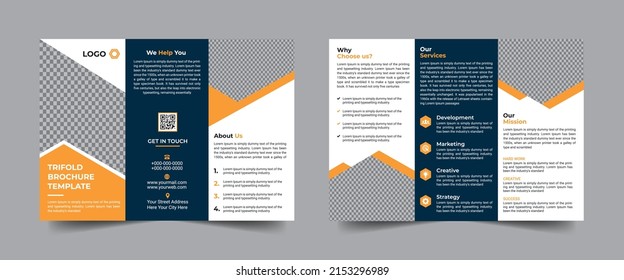 Modern Minimal corporate trifold business brochure template design. Vector Illustration