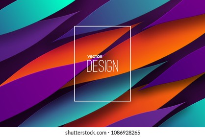 Modern minimal cover design. Vector abstract banner with dynamic gradient petal shapes. 3d layered paper poster. Business presentation, ad banner or brochure template