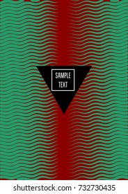 Modern minimal cover. Red green halftone geometrical bright trendy background. Business corporate identity cool linear pattern. Dynamic lines, stripes, waves, zigzag shape presentation minimal cover.
