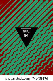 Modern minimal cover. Red green halftone geometrical bright trendy background. Business corporate identity cool linear pattern. Dynamic lines, stripes, waves, zigzag shape presentation minimal cover.